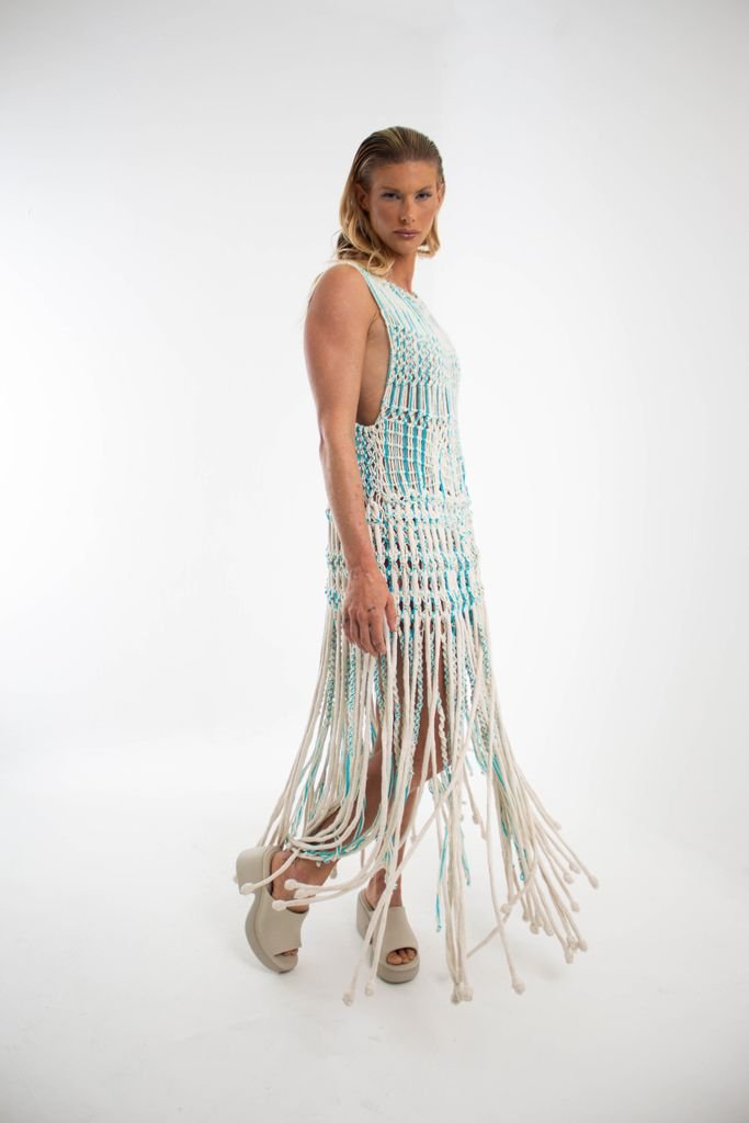 Fringe hem crochet cover-up, a playful beach crochet dress idea