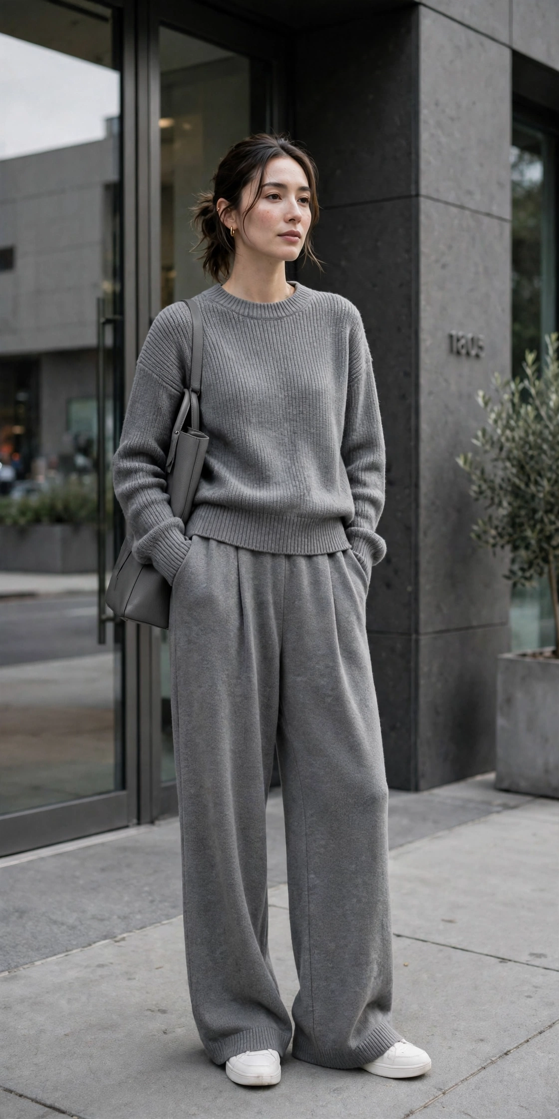 Monochrome grey business casual outfit for women