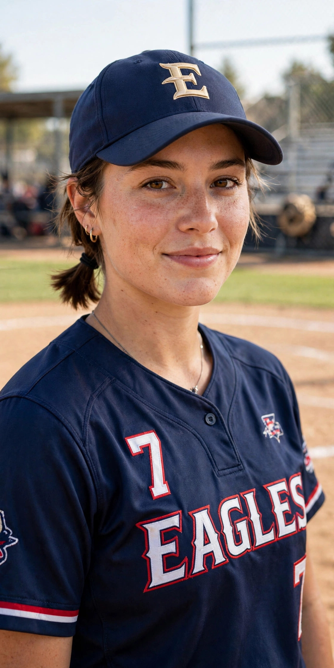 best softball hairstyles for short hair on a player on the field