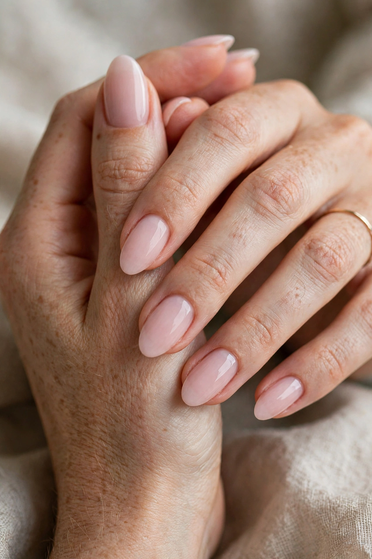 milky white and sheer pink january nails close up