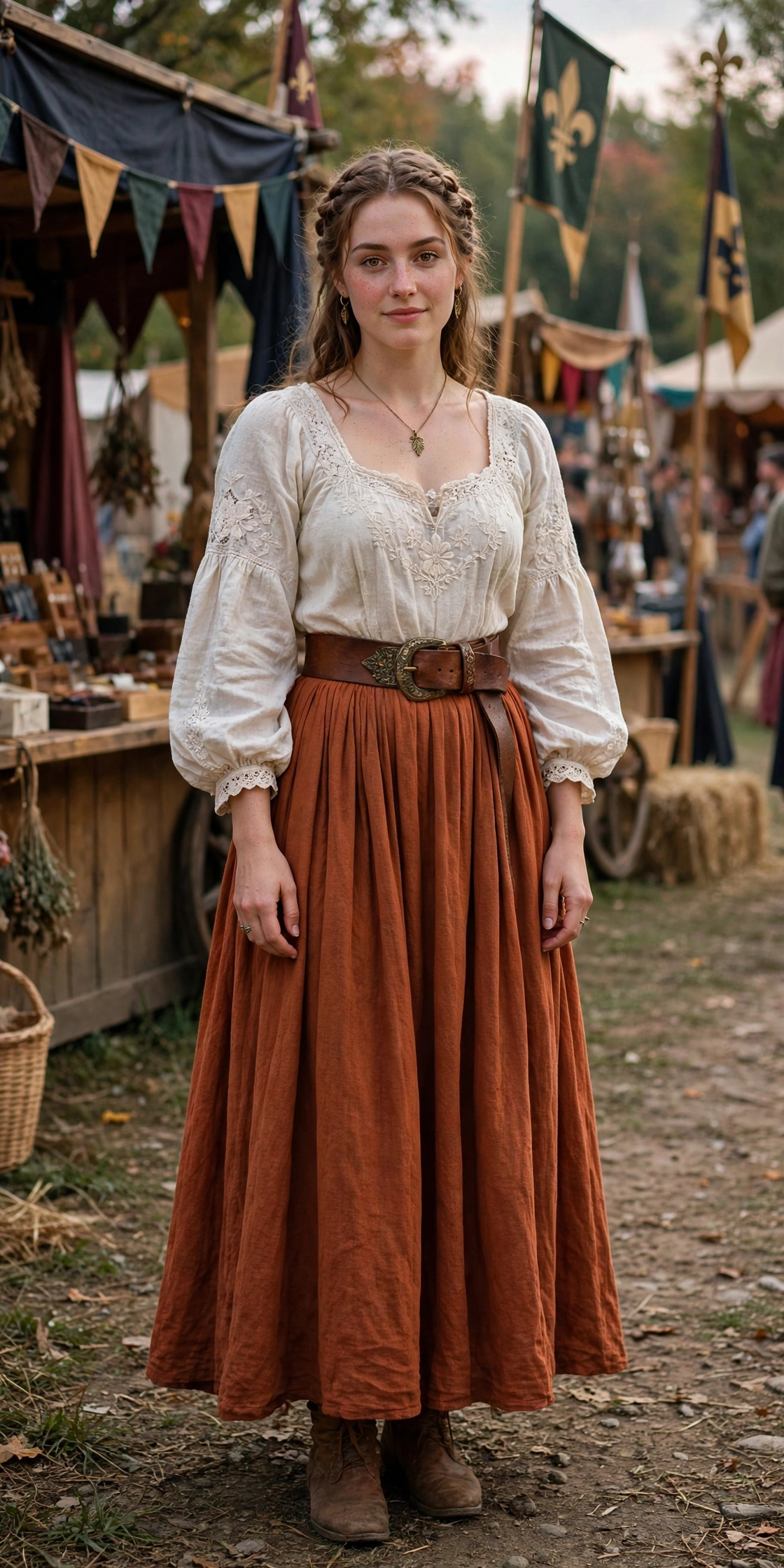 romantic peasant blouse and flowing skirt ren faire outfit for women