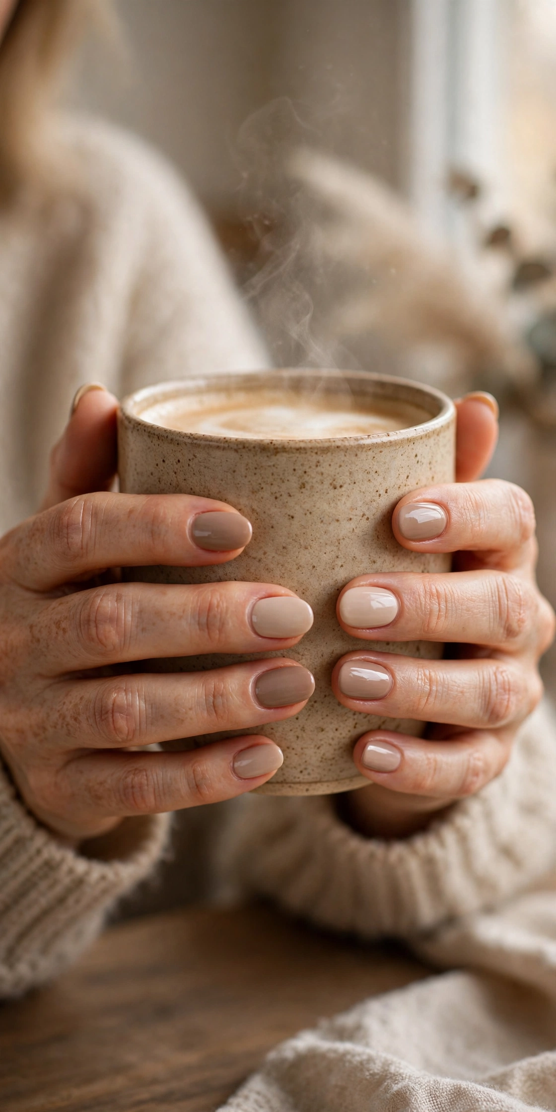 soft beige and warm taupe january nail designs