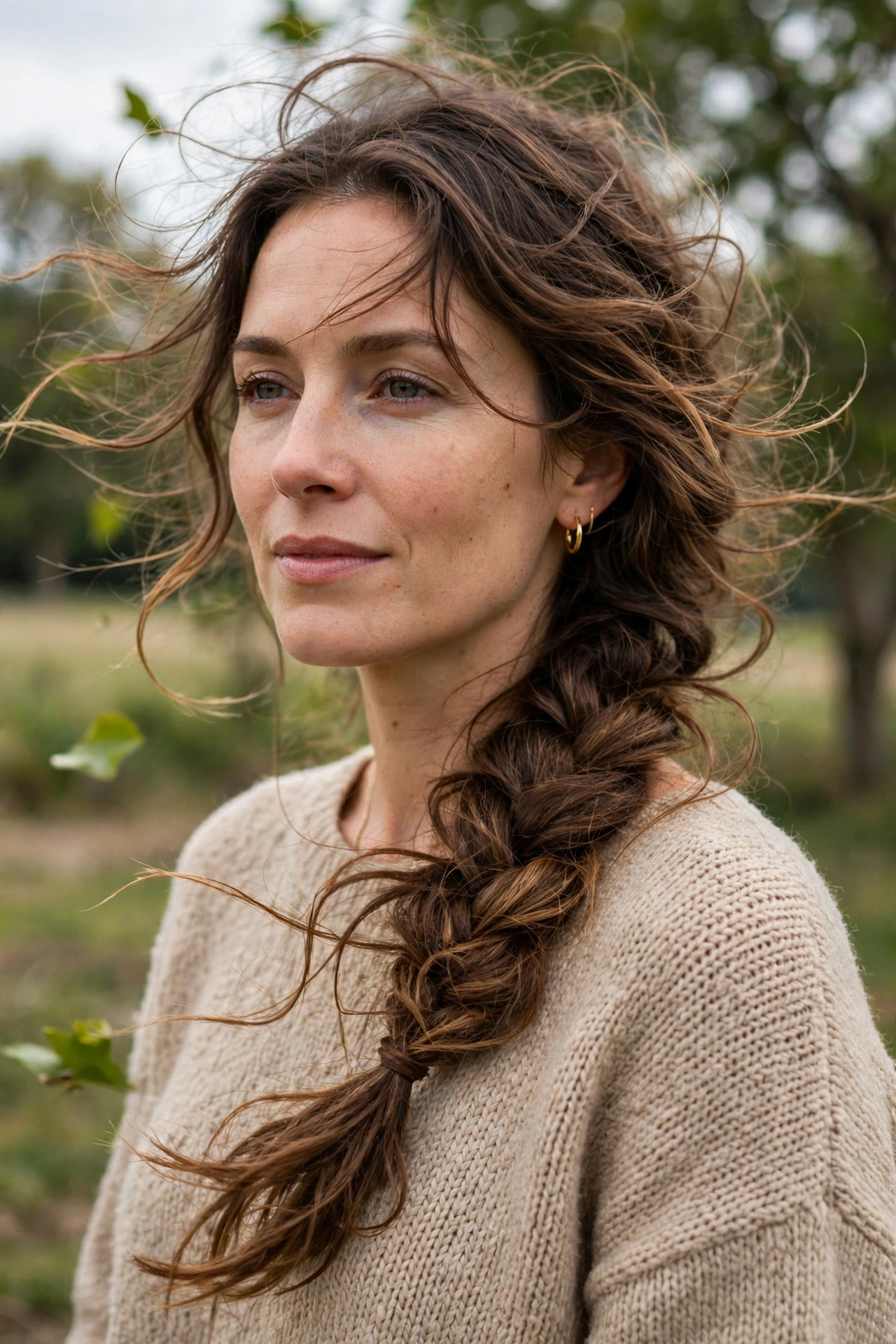loose side braid for wavy hair with soft pulled out sections