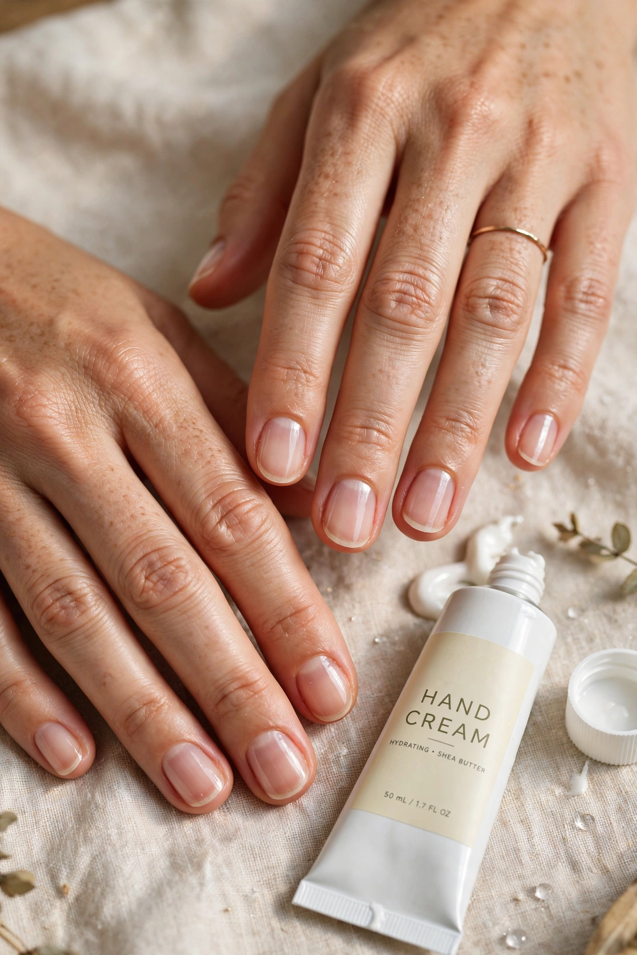 clean short january nails with glossy top coat