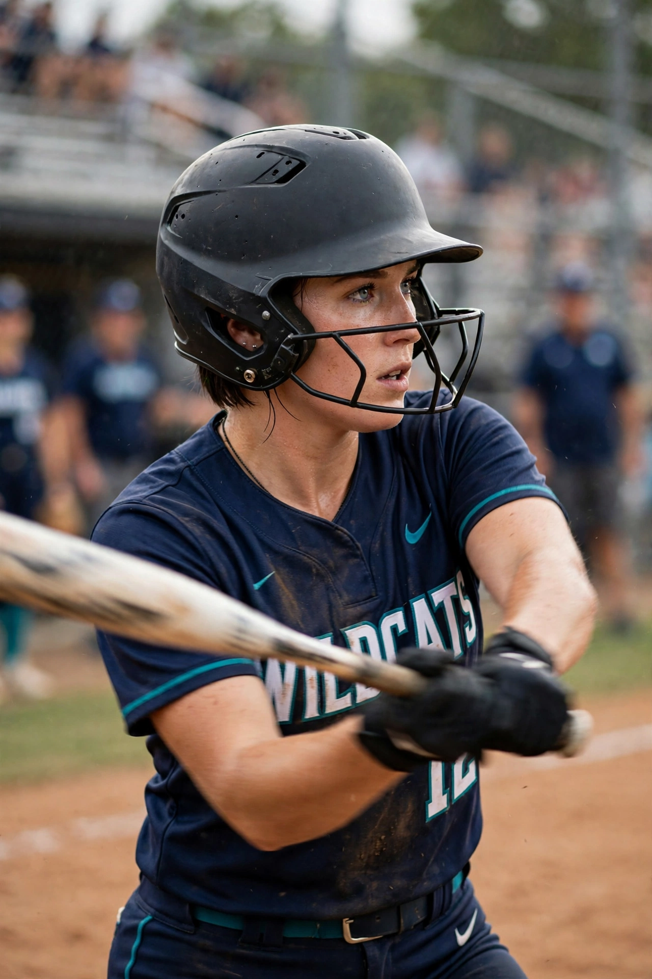 sleek low softball hairstyle under helmet for short hair