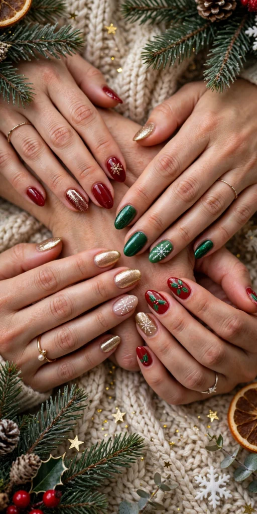 festive christmas nail ideas collage to save for later